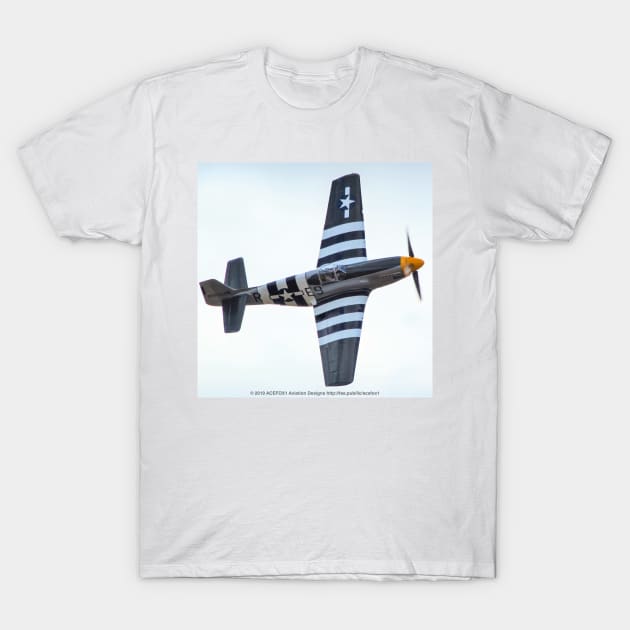 P-51B Mustang With Invasion Stripes T-Shirt by acefox1